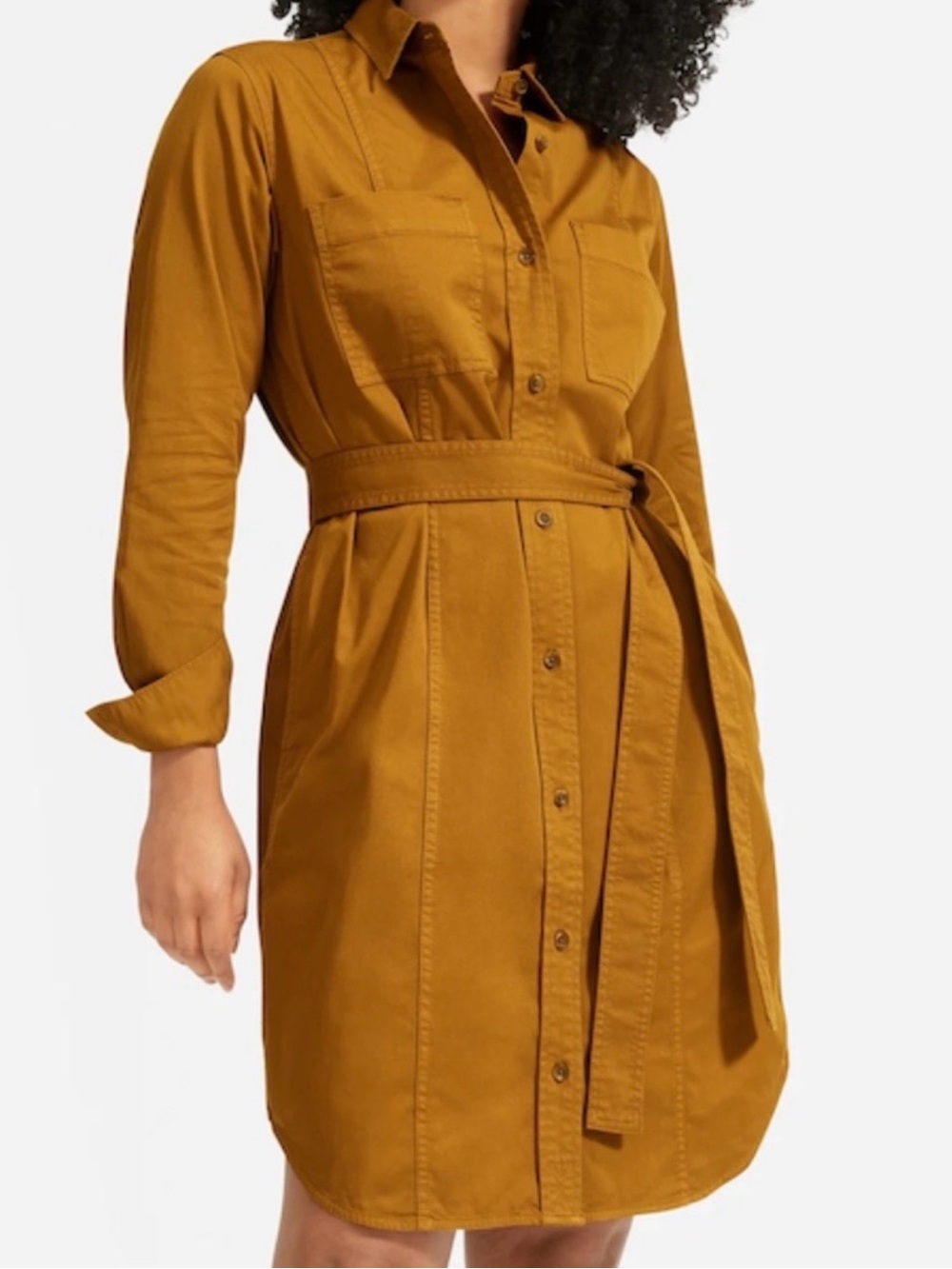EVERLANE Modern Utility Shirt Dress size 10 Brass